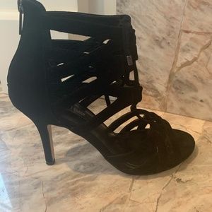 Black velvet Gladiator stiletto